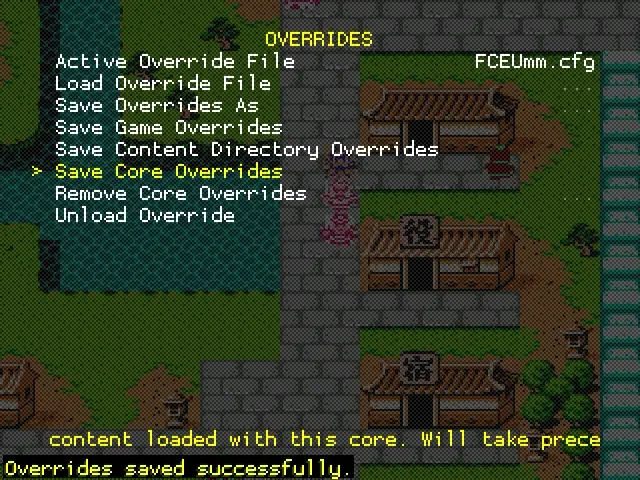 retroarch-config-screen-with-save-core-overrides-saved-successfully